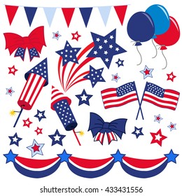 Vector Collection of Fourth of July elements