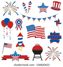 Vector Collection Of Fourth Of July Items