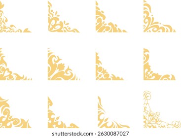 vector collection of frame corner background for graphic design elements vintage theme	