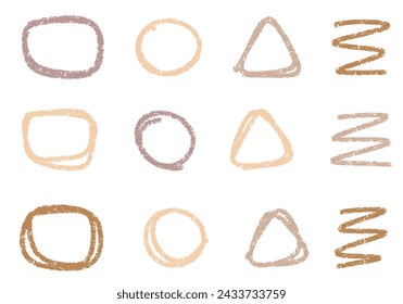 Vector collection of freehand brush strokes. Brush, marker, pencil, various geometric shapes.