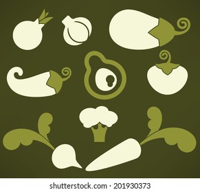 vector collection of fresh farm vegetables images in flat infographic style