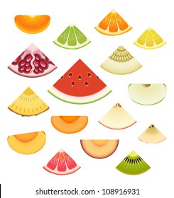 Vector collection of fresh fruit wedges