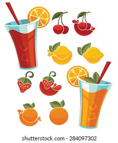 vector collection of fresh  fruits and berries for your juice