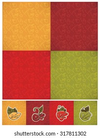 vector collection of fresh hand drawn fruits and berries ornamental backgrounds