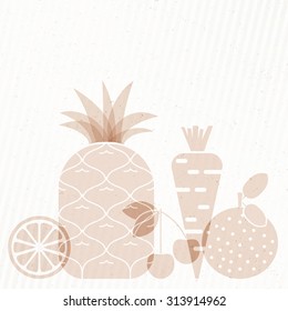 Vector collection of fresh healthy fruits and vegetables made in flat style - each one is isolated for easy use. Healthy lifestyle or diet design element. 