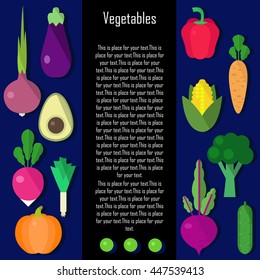  Vector collection of fresh healthy fruits and vegetables made in flat style. 