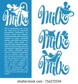 vector collection of fresh and natural milk emblems, symbols and logo