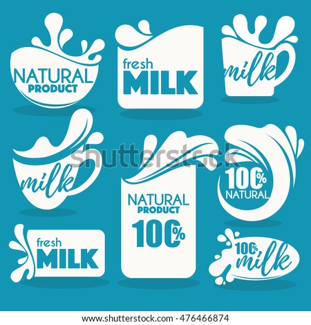 vector collection of fresh and natural milk emblems, symbols and logo