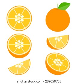 Vector collection of fresh ripe oranges.