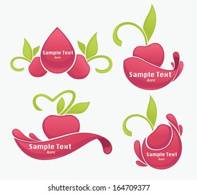 vector collection of fresh stylized cherry stickers and emblems