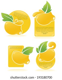 vector collection of fresh stylized lemons, stickers and emblems