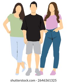 vector collection of full isolated people in summer attire