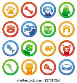 Vector collection with funny cats and dogs in round labels