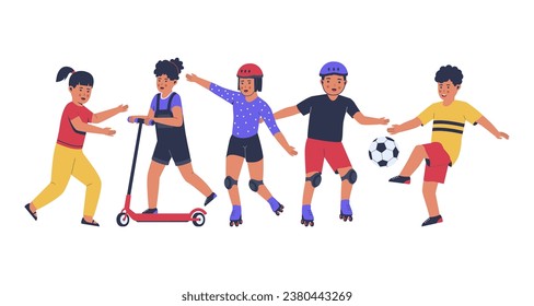 Vector collection of funny kids playing activity. Kids character. vector flat illustration