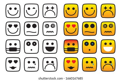 vector collection of funny square emoticons