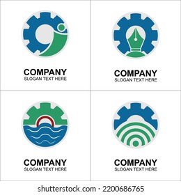 colección vectorial de logotipos de artes, bmi, verde y azul