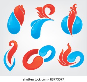 vector collection of general nature shapes and forms water and fire