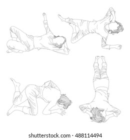 Vector collection of girl sleeping in various poses.