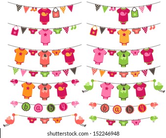 Vector Collection of Girl Themed Baby Shower Bunting