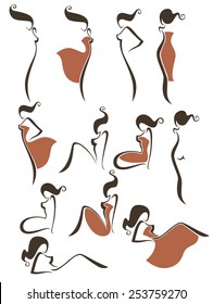 vector collection of girls and dresses