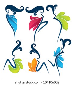 vector collection of girls look like a bright flowers