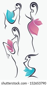 vector collection of girls look like a bright flowers