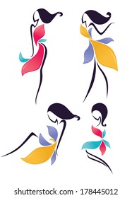 vector collection of girls look like a flowers
