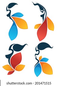 vector collection of girls look like a bright flowers