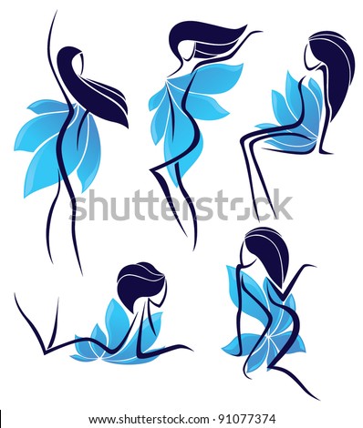 vector collection of girls look like a flowers