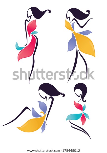 Vector Collection Girls Look Like Flowers Stock Vector (Royalty Free ...