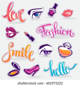 vector collection of glamour fashionable patch badges 