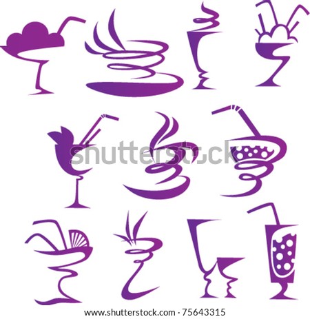 vector collection of glass and cups
