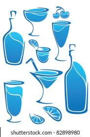 vector collection of glasses and bottles