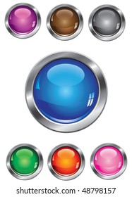 Vector collection of glossy buttons in various colors