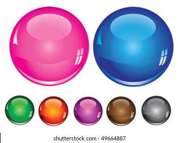 Vector collection of glossy buttons in various colors