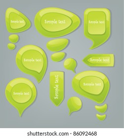 vector collection of glossy green speech bubbles