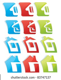 vector collection of glossy home's stickers