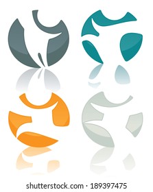 vector collection of glossy icons, abstract active people doing fitness