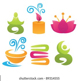 vector collection of glossy spa symbols