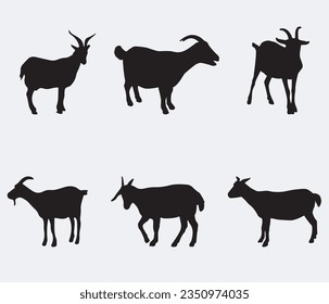 Vector Collection of goat Silhouettes