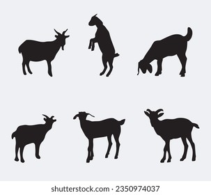 Vector Collection of goat Silhouettes