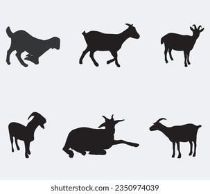 Vector Collection of goat Silhouettes