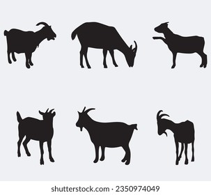 Colección vectorial de siluetas de cabra