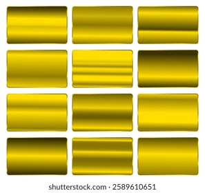 Vector collection of gold gradients. Realistic golden metallic palettes. gold gradient set. editable vector texture in eps10. Premium Gold Swatches. Vector illustration.