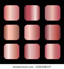colección vectorial de gradientes metálicos de rosa dorada.