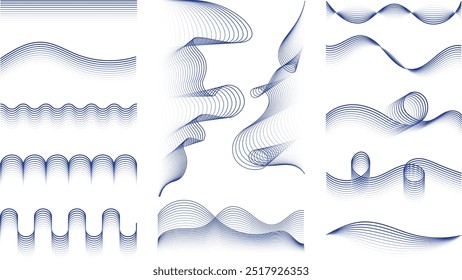 vector collection of gradient line element designs, gradient line ornament designs