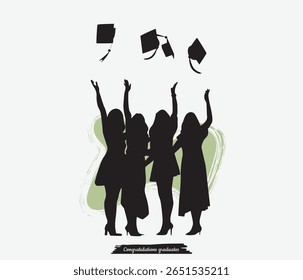 vector collection of graduation student silhouette