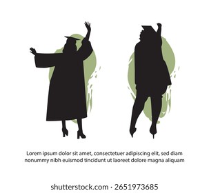 vector collection of graduation student silhouette