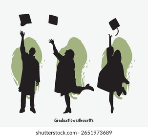 vector collection of graduation student silhouette