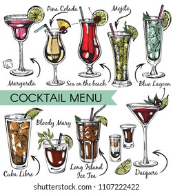 Vector collection with graphic color cocktails